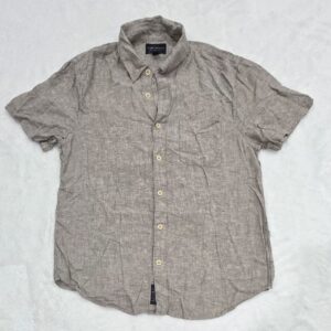 Lucky Brand Mens Gray Linen Blend Short Sleeve Button Up Shirt Size M NWT