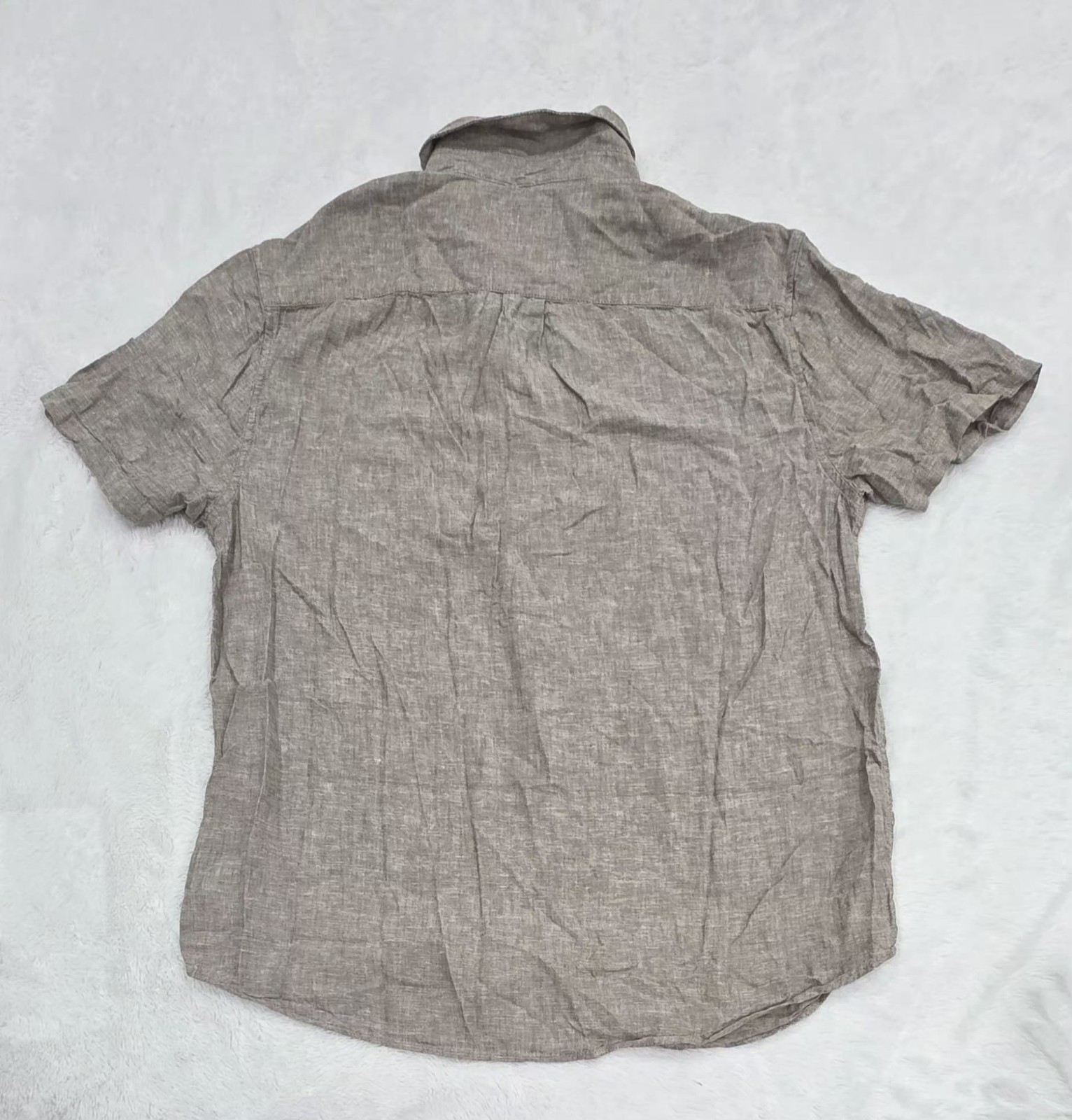Lucky Brand Mens Gray Linen Blend Short Sleeve Button Up Shirt Size M NWT - Image 2