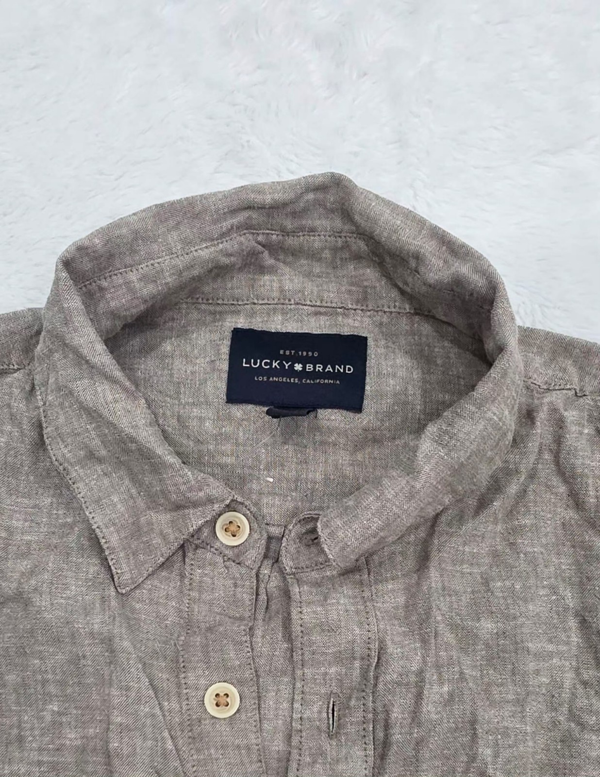 Lucky Brand Mens Gray Linen Blend Short Sleeve Button Up Shirt Size M NWT - Image 4