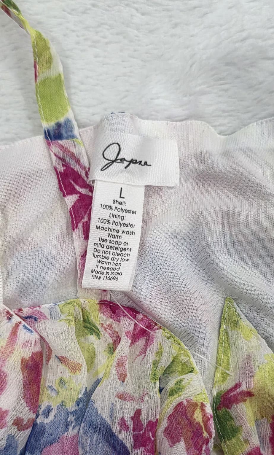 Japan Womens Floral Crop Top Tie Straps Ruched Ruffle Hem Multicolor L NWT - Image 4