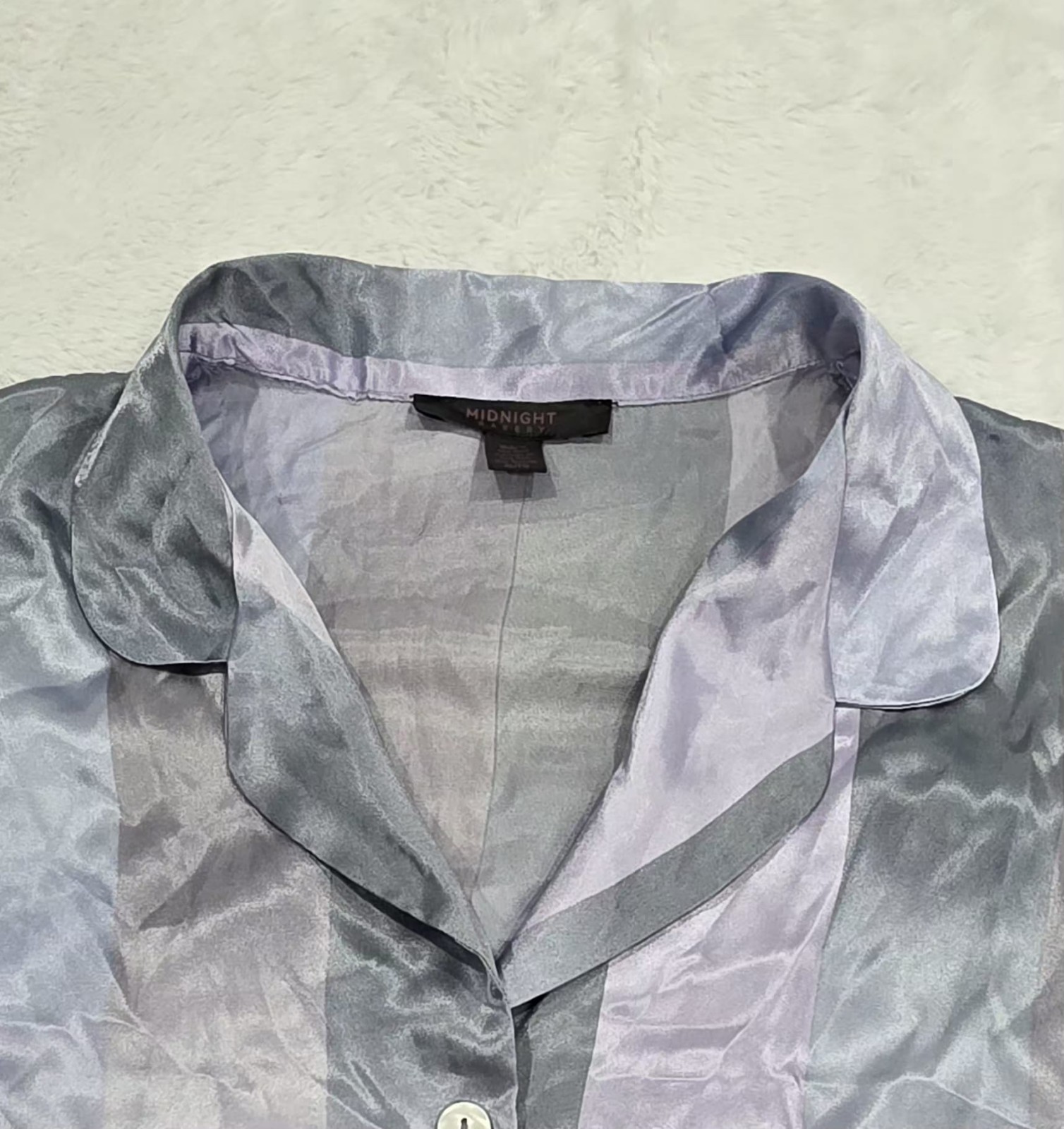 Midnight Bakery Womens Silver Gray Shiny Blouse Polyester Size XL NWT - Image 3