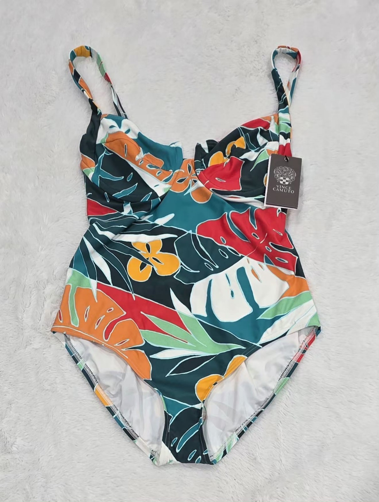 Vince Camuto Womens Tropical Floral Cutout One Piece Swimsuit Size 10 NWT
