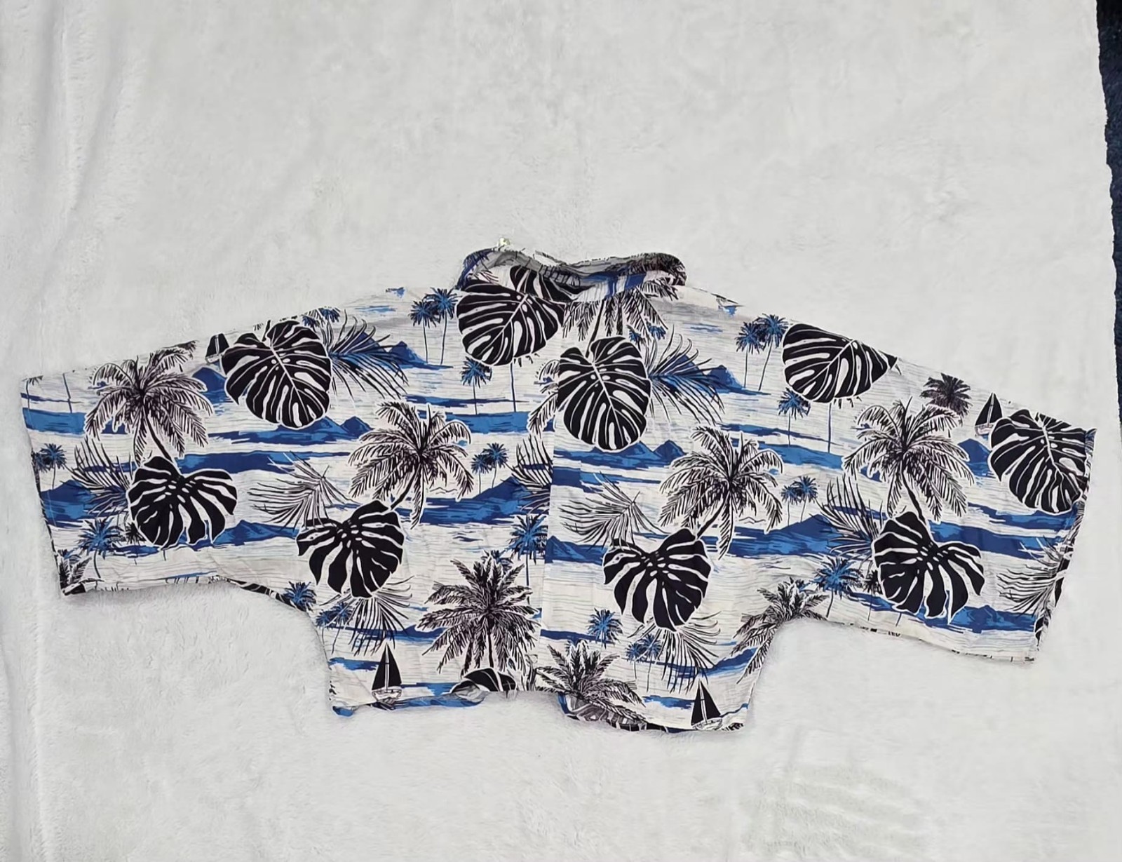 C&C California Womens Tropical Palm Linen Blend Button Up Shirt Size S NWT - Image 2