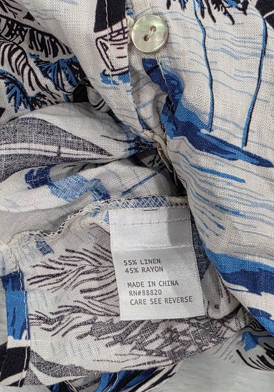 C&C California Womens Tropical Palm Linen Blend Button Up Shirt Size S NWT - Image 4