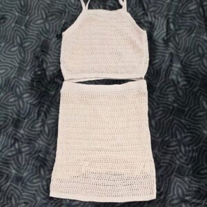 Freshman1996 Womens Beige Crochet Knit Lined Casual Summer Top Size XS NWT