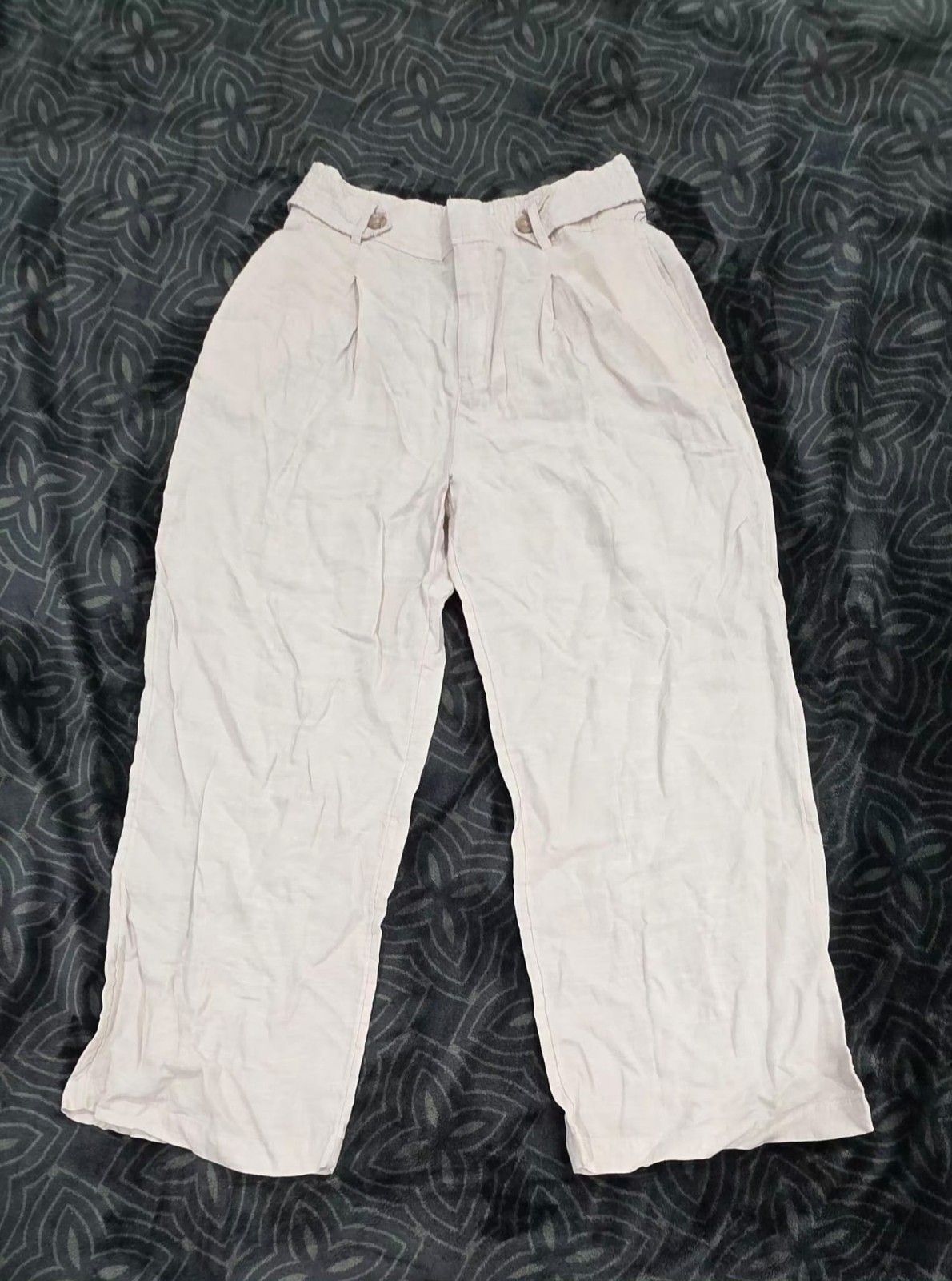 Nicole Miller New York Womens Beige Linen Pleated Pants Size 8 NWT