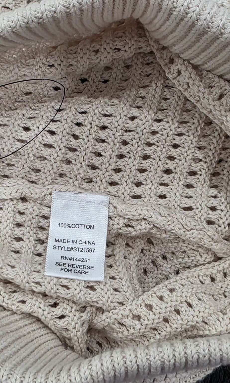 Michelle Lubs Womens Beige Crochet Knit Wide Leg Cotton Pants Size M NWT - Image 5