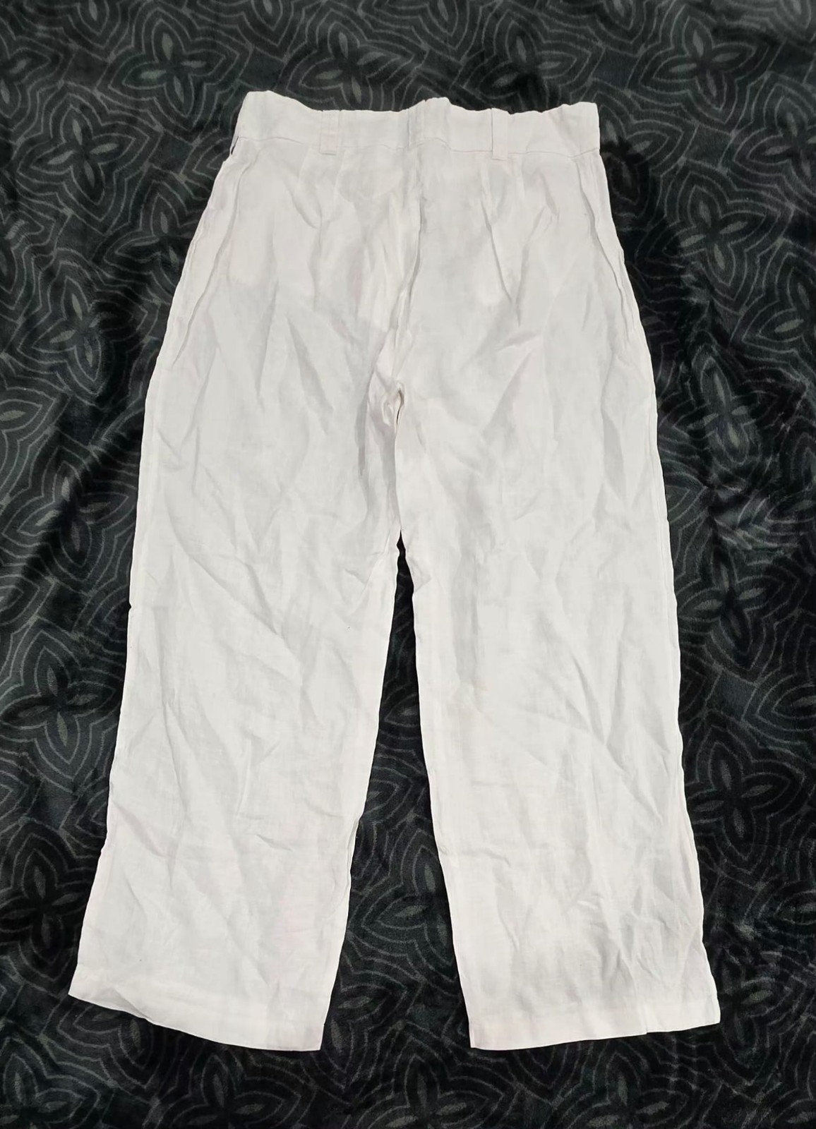Nicole Miller Womens White 100% Linen Pants Pockets Belt Loops Size 12 NWT - Image 2