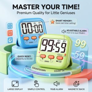 2 Pack Digital Timer for Kids Teachers Classroom School Study Countdown Alarm