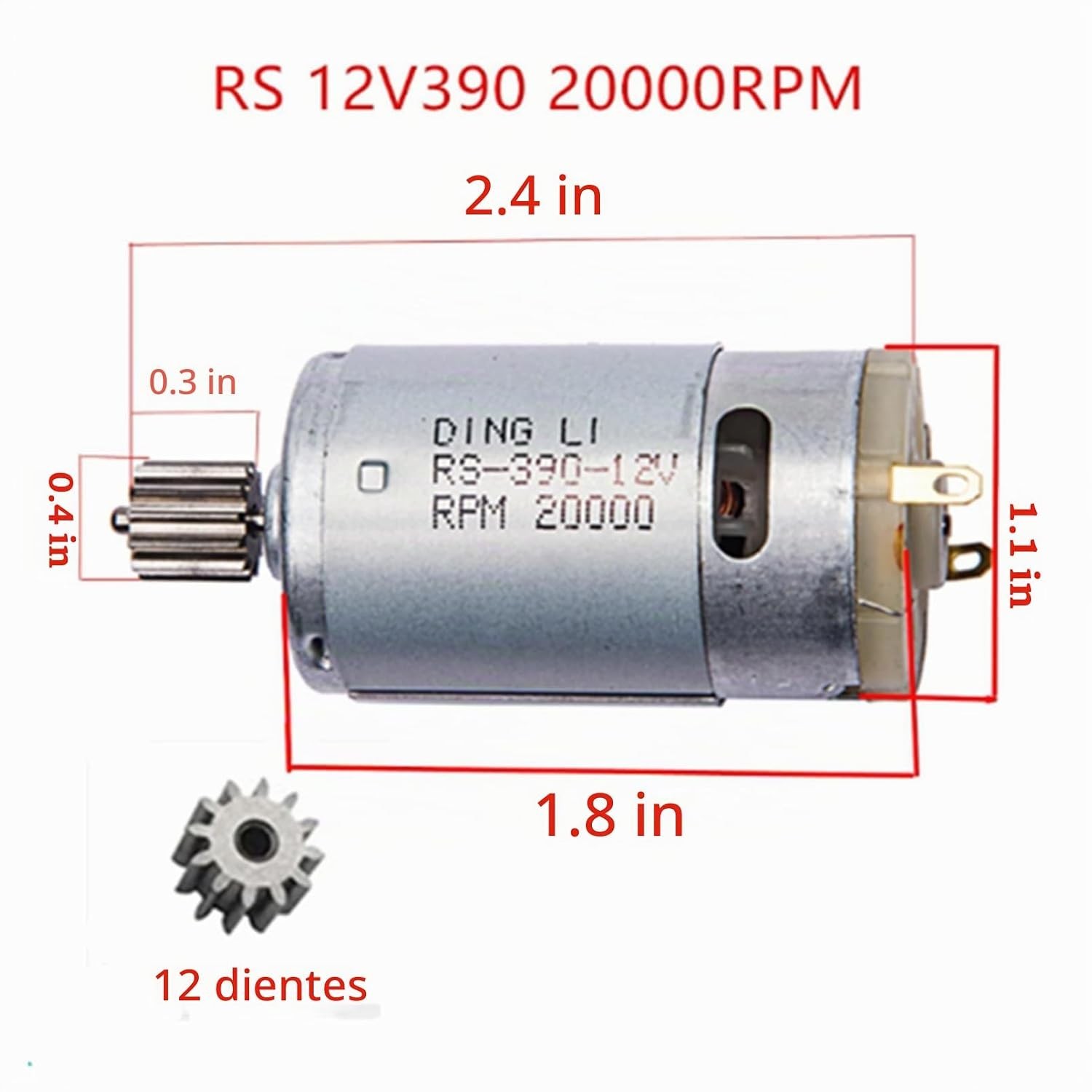2PCS RS390 12V 20000RPM Electric Motors for Kids Ride On Car Toy Replacement - Image 2