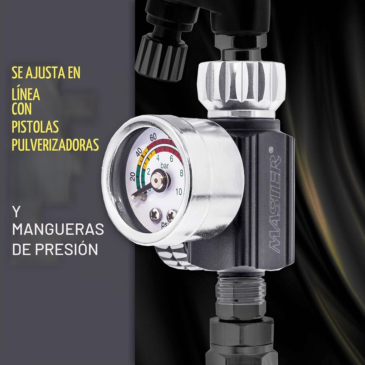 Master Elite High Flow Air Pressure Regulator with Gauge for Paint Spray Gun - Image 3