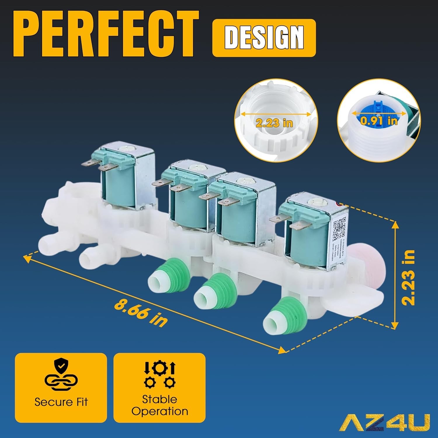 AZ4U Water Inlet Valve for Samsung Washer DC97-15459H WA45H7000AW WA50R5200AW - Image 2