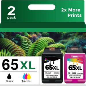 65XL Black Color Ink Cartridges for HP 65XL DeskJet 3755 2600 Envy 5055 2-Pack
