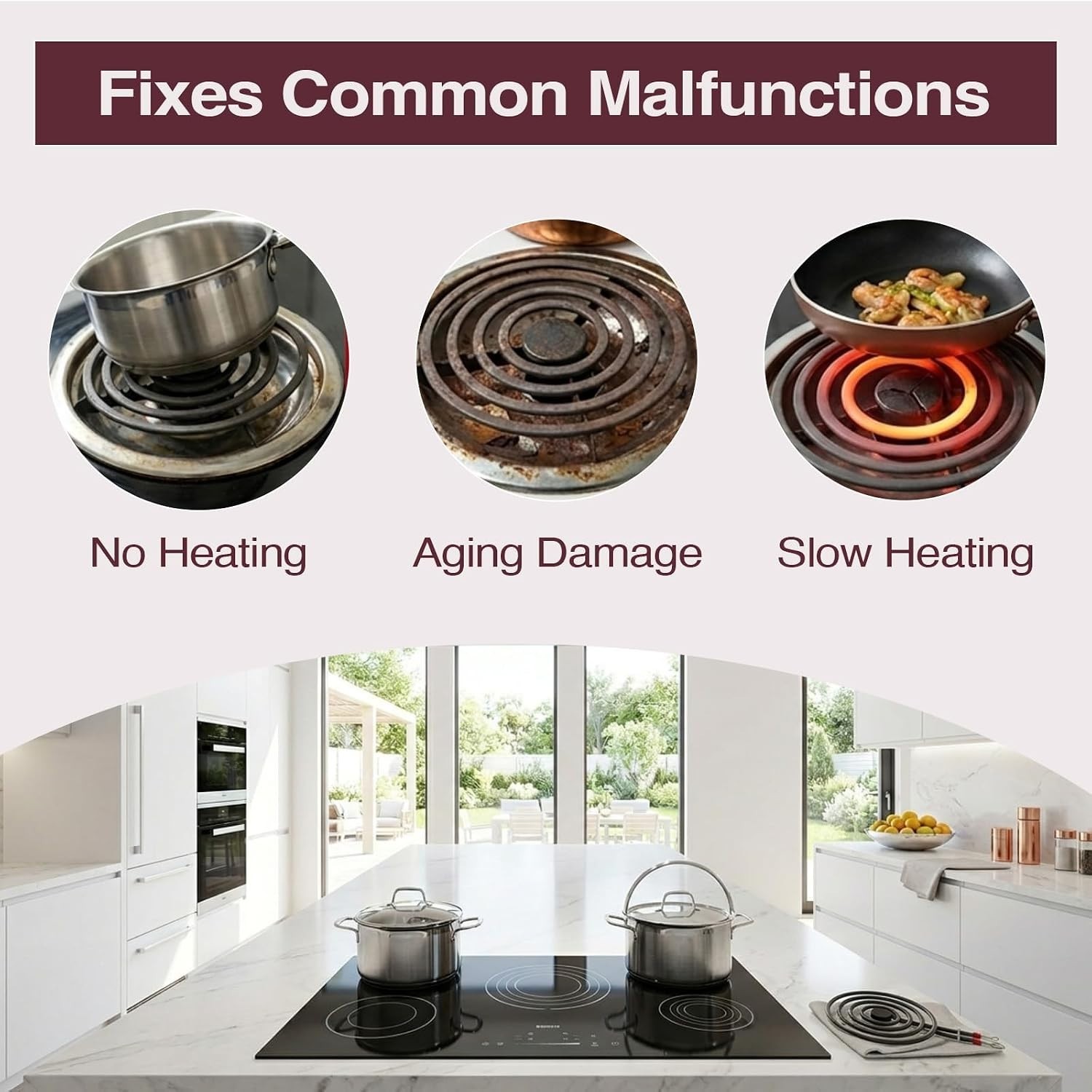 Electric Stove Burner Element, 6" Hardwick Whirlpool, 4 Turns, 1500W, 240V - Image 6