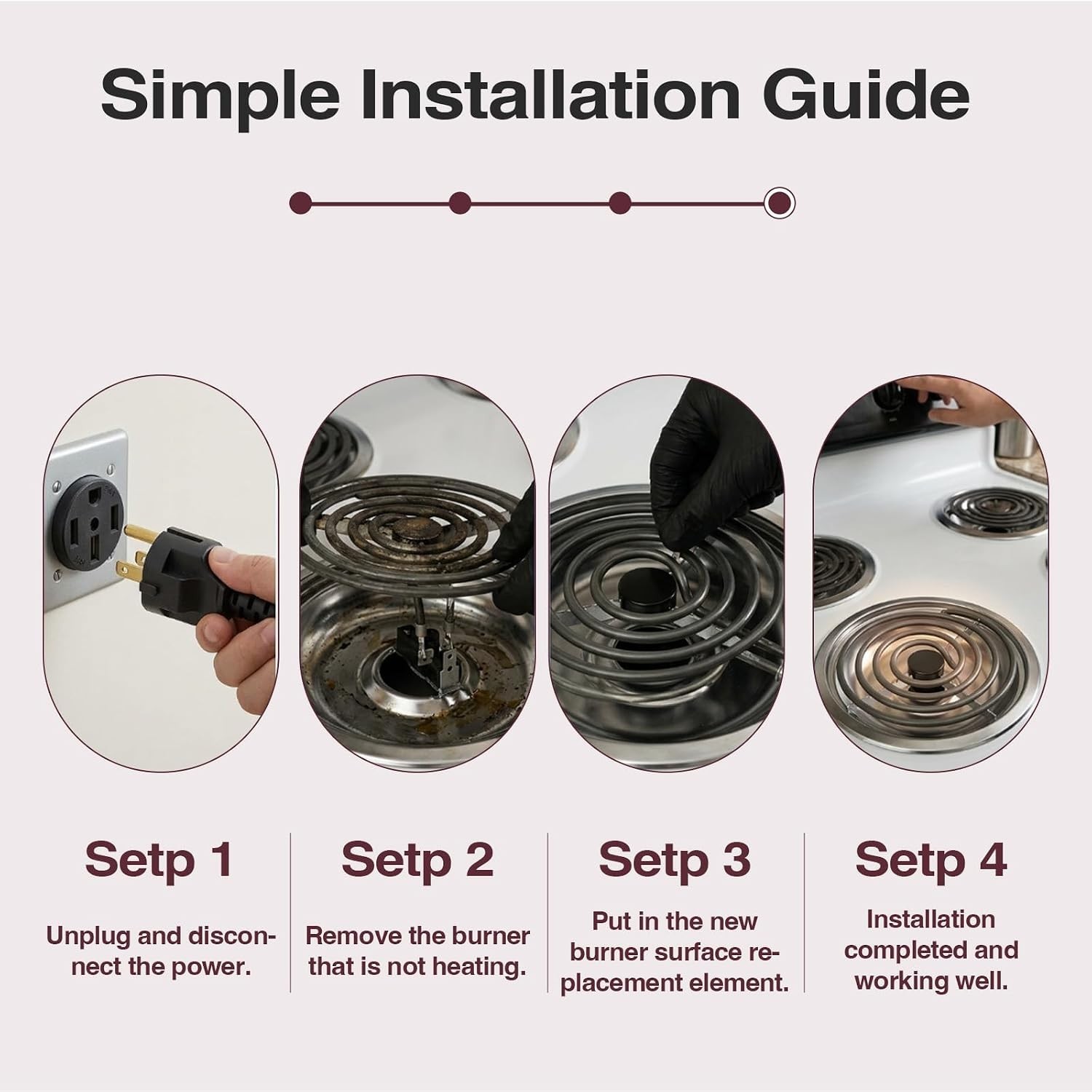 Electric Stove Burner Element, 6" Hardwick Whirlpool, 4 Turns, 1500W, 240V - Image 7