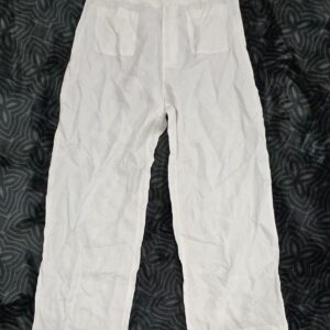 Nicole Miller Womens White 100% Linen Pants Pockets Belt Loops Size 12 NWT