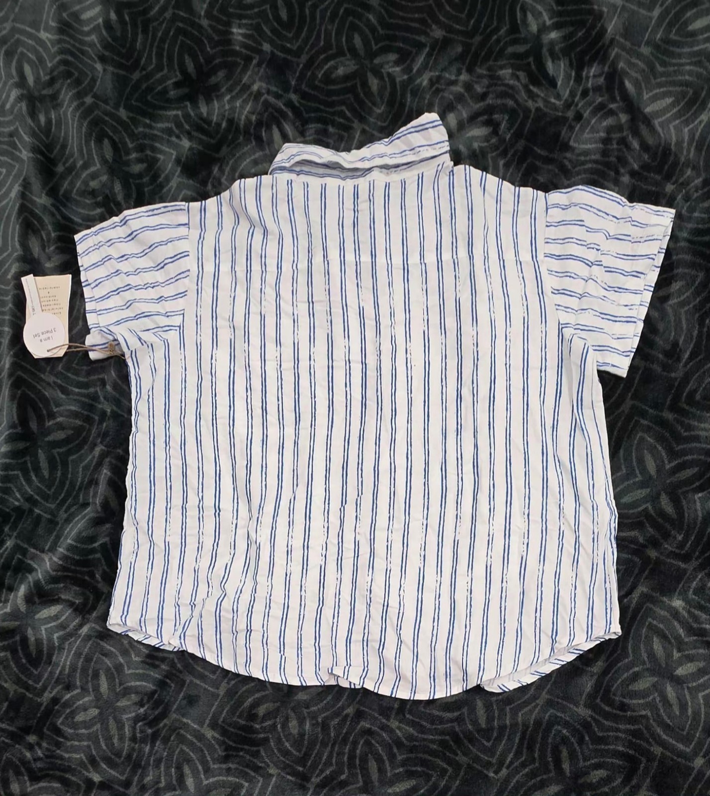 Midnight Sky Womens Blue White Vertical Stripe Button Up Shirt Size M NWT - Image 2