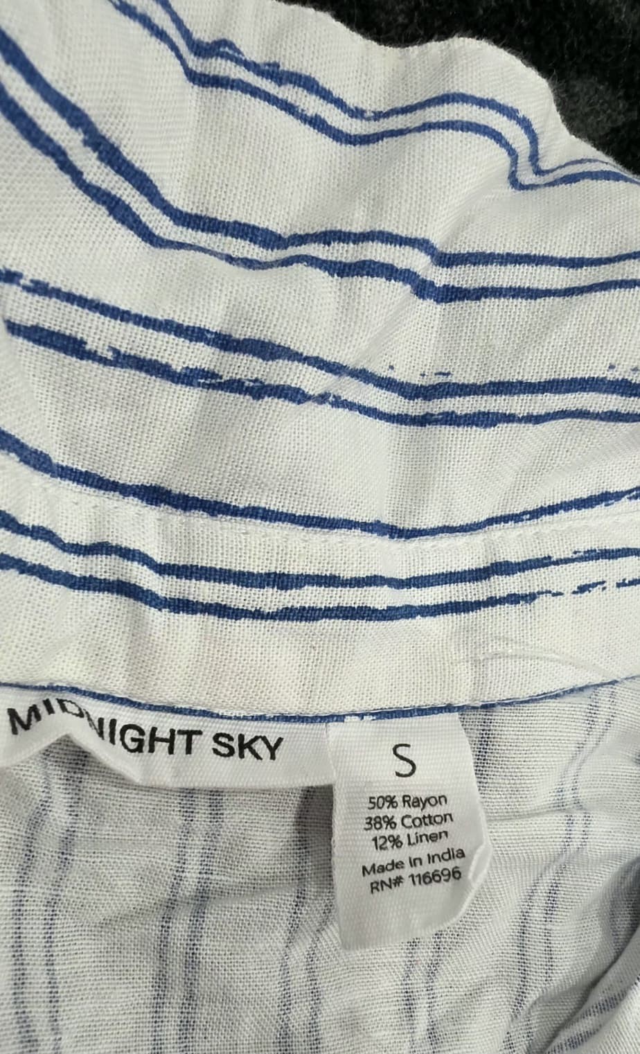 Midnight Sky Womens Blue White Vertical Stripe Button Up Shirt Size M NWT - Image 4