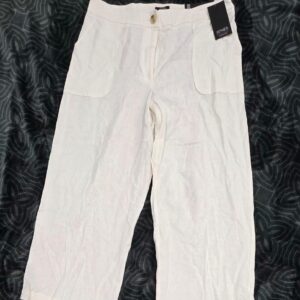 Jones New York Signature Womens White Linen Blend Pants Pockets Size 8 NWT