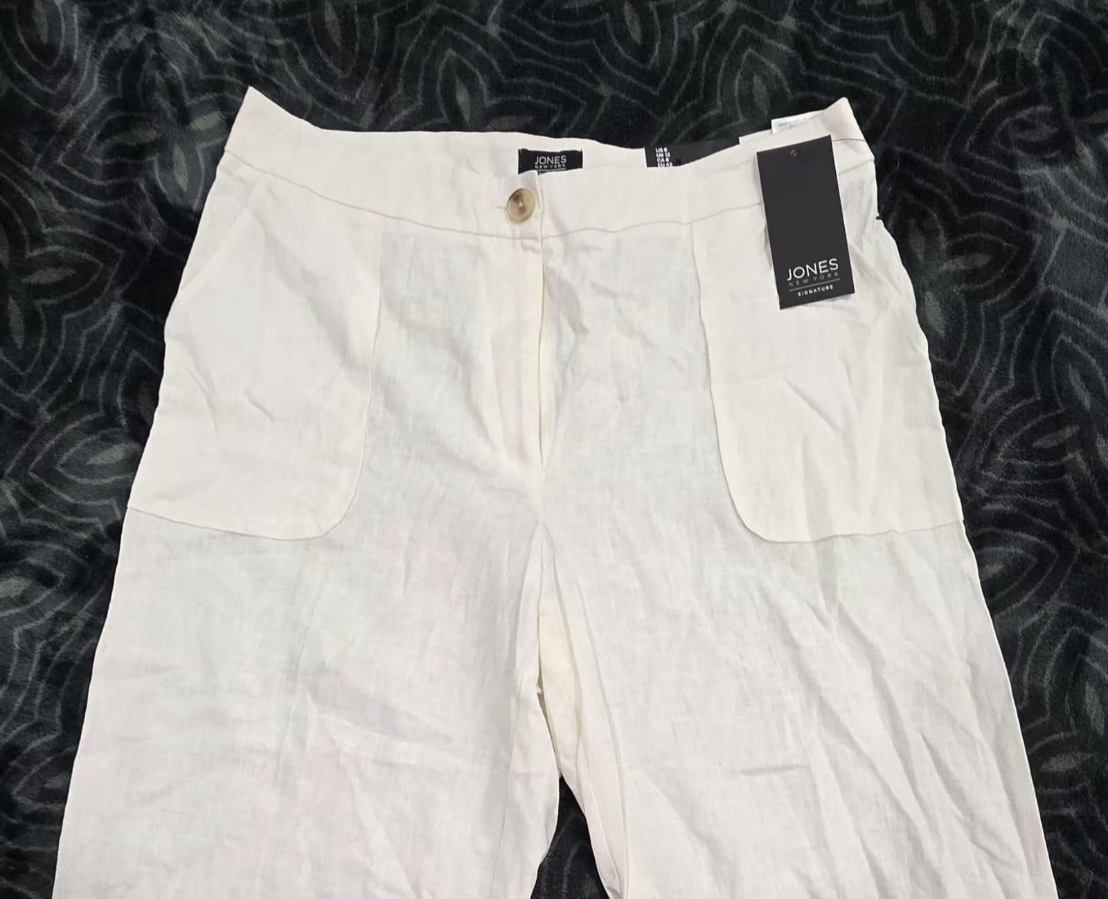 Jones New York Signature Womens White Linen Blend Pants Pockets Size 8 NWT - Image 3
