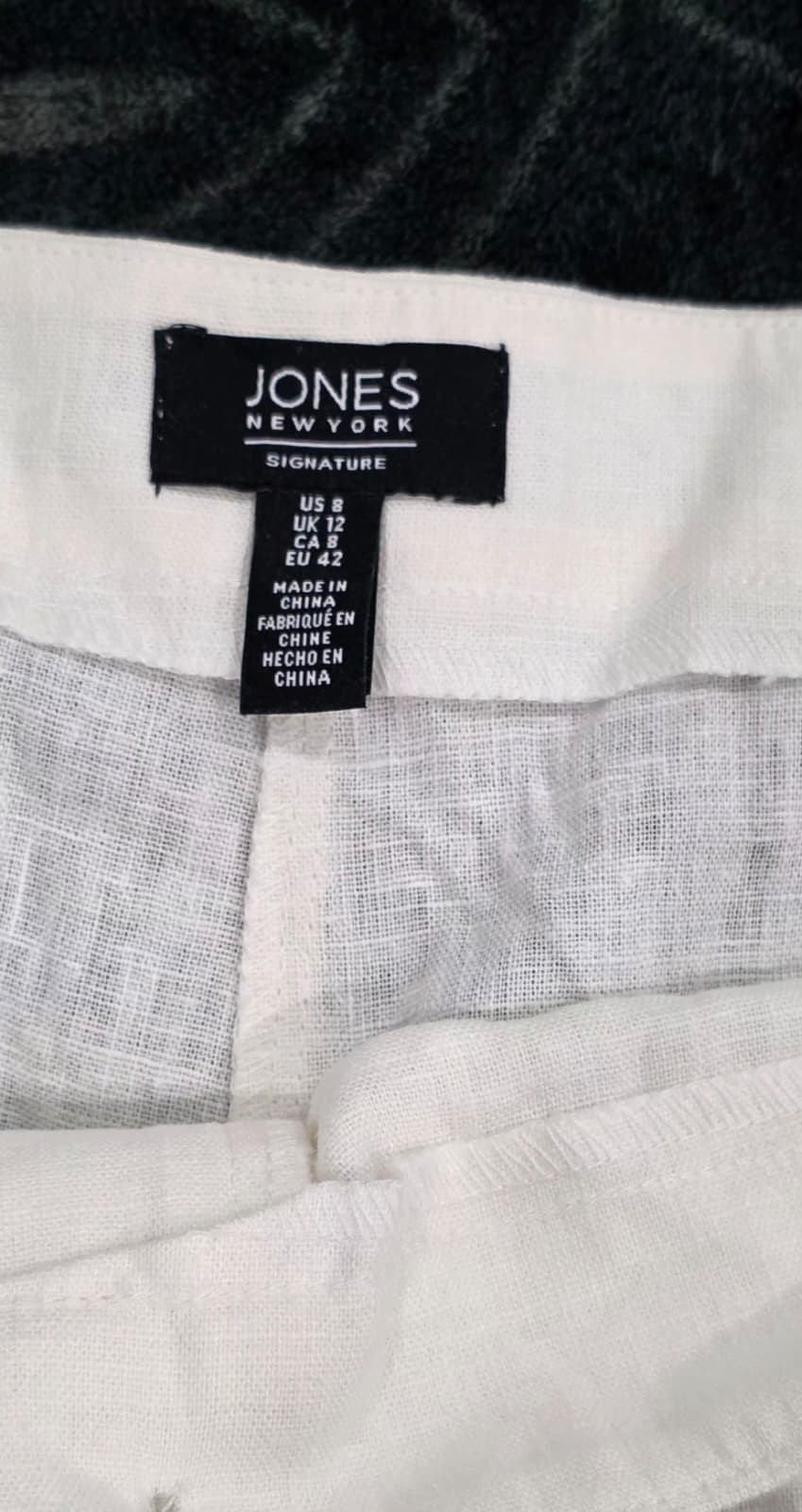 Jones New York Signature Womens White Linen Blend Pants Pockets Size 8 NWT - Image 4