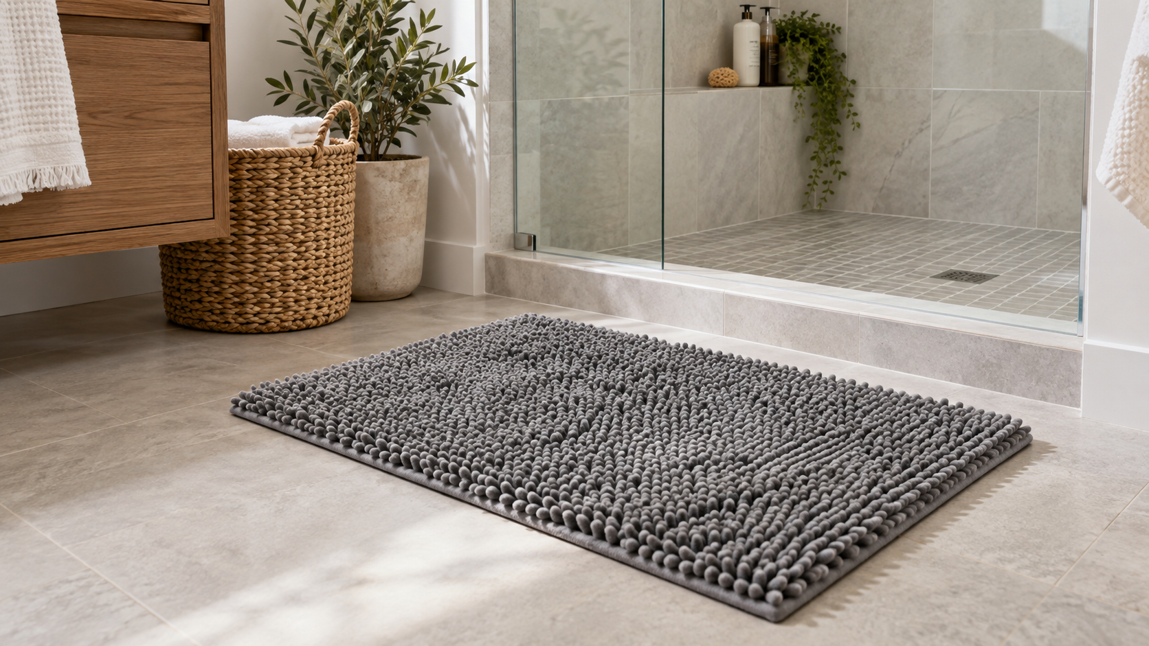 OLANLY Chenille Bath Rug Review 2026: Plush Feel, With a Practical Drying Test