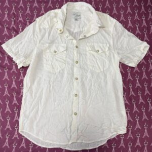 Lucky Brand Mens Size S Cream Short Sleeve Snap Button Shirt Pockets NWT