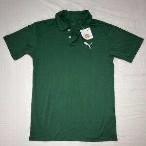 PUMA Mens Size S Green Short Sleeve Polo Shirt 3 Button Chest Logo NWT