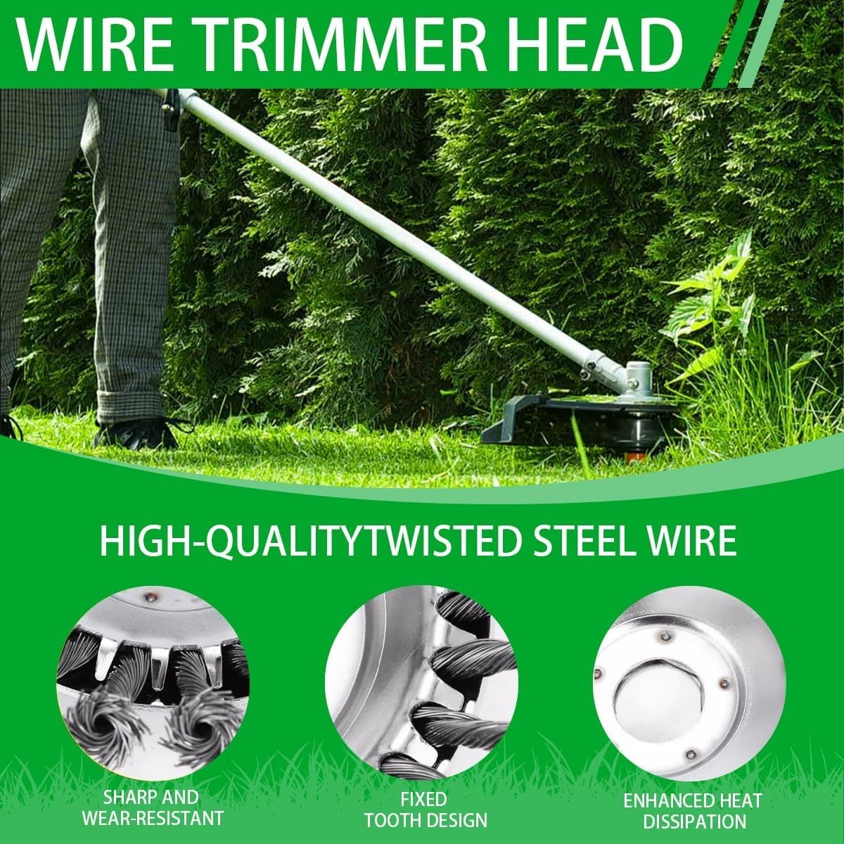 6 Inch 150mm Steel Wire Brush Weed Trimmer Head Twisted Wire Grass Rust Removal - Imagen 2