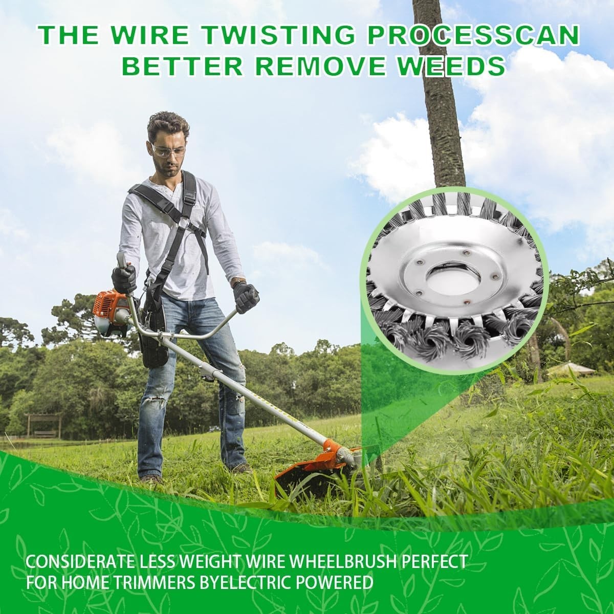 6 Inch 150mm Steel Wire Brush Weed Trimmer Head Twisted Wire Grass Rust Removal - Imagen 4