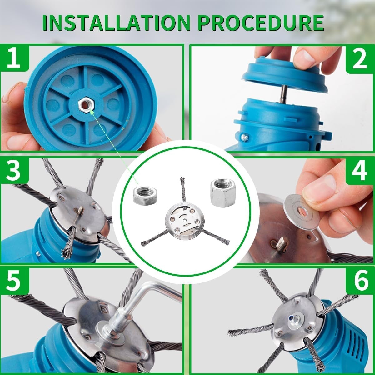 6 Inch 150mm Steel Wire Brush Weed Trimmer Head Twisted Wire Grass Rust Removal - Imagen 7