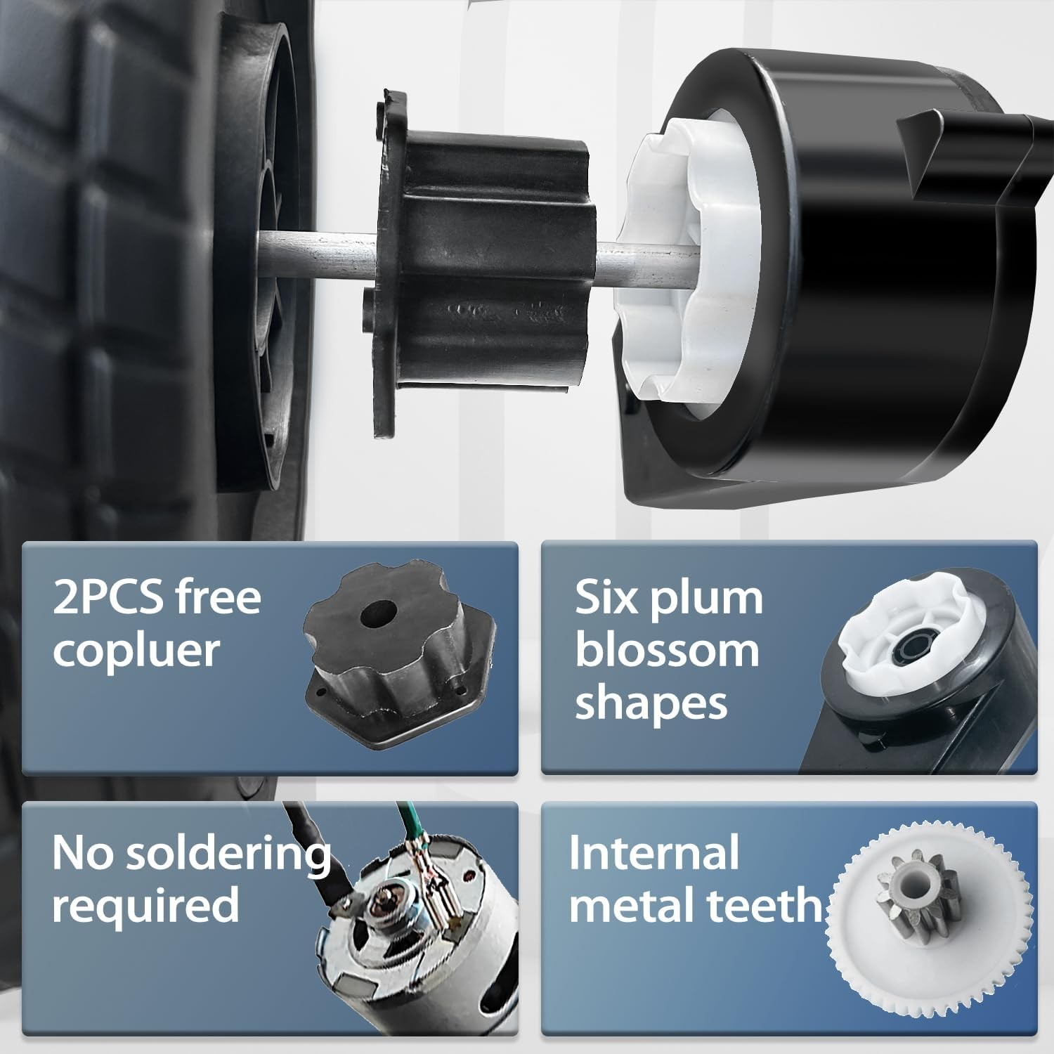 JRRXM 2PCS 24V RS555 35000RPM Motor Gearbox Steel Gear Ride On Car Upgrade Kit - Imagen 2