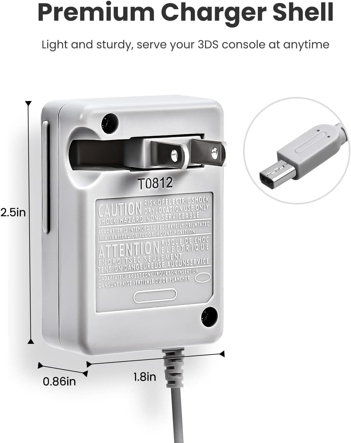 VOYEE Charger for Nintendo 3DS 2DS DSi AC Wall Adapter 3.5FT Power Cable - Imagen 3
