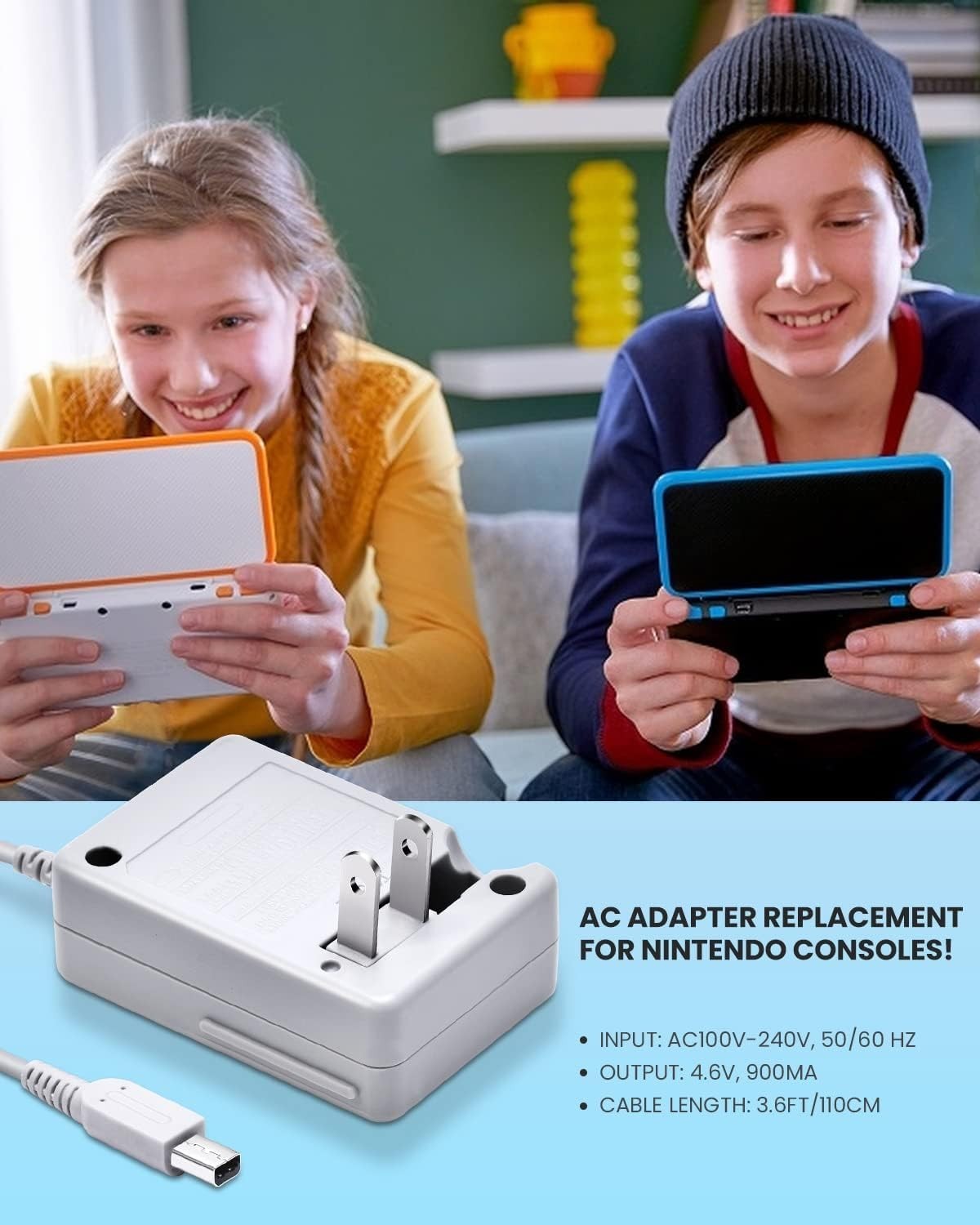 VOYEE Charger for Nintendo 3DS 2DS DSi AC Wall Adapter 3.5FT Power Cable - Imagen 7